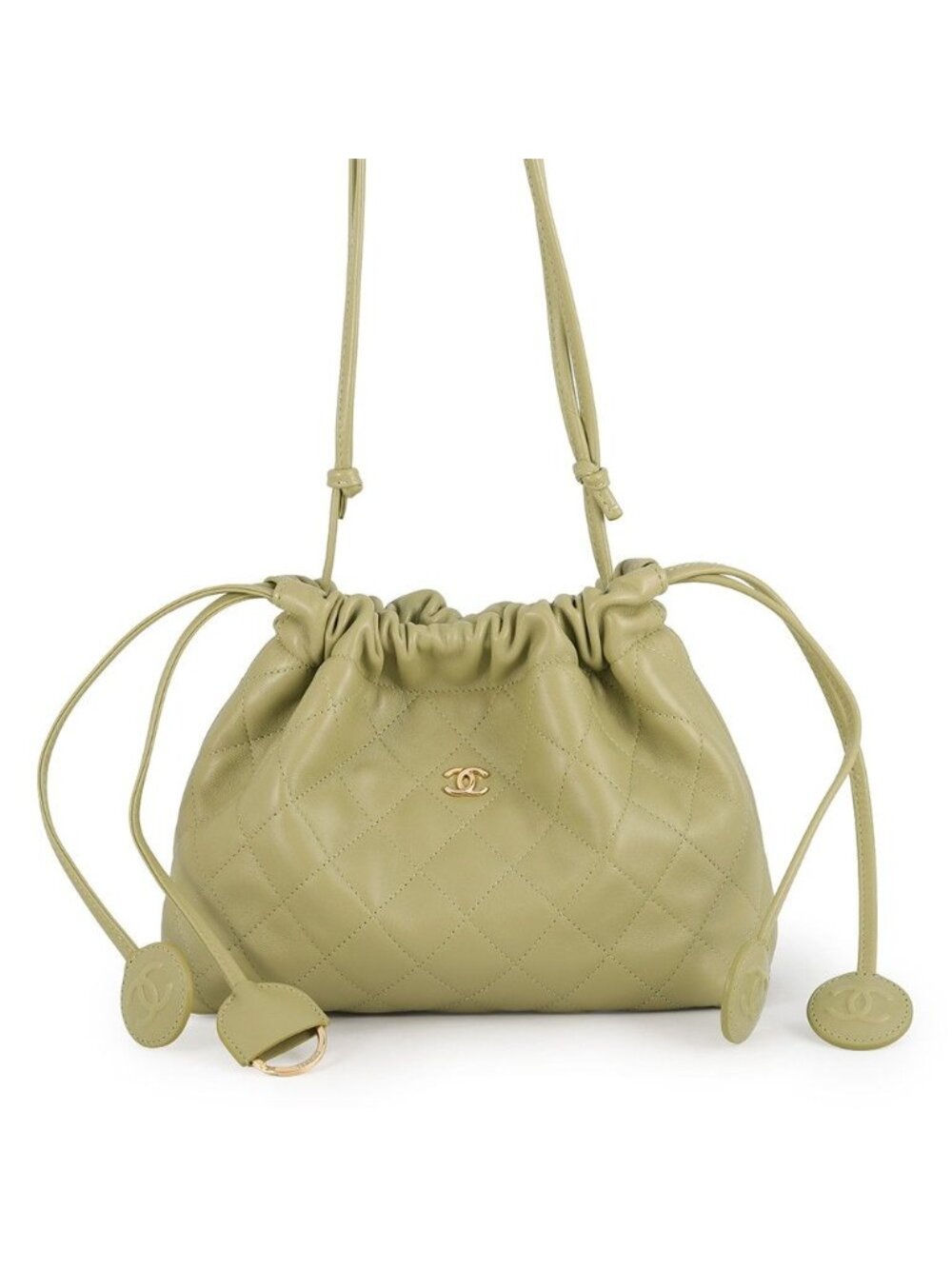 Chanel Shoulder Bag Strap Clutch Quilted CC Logo Lambskin
